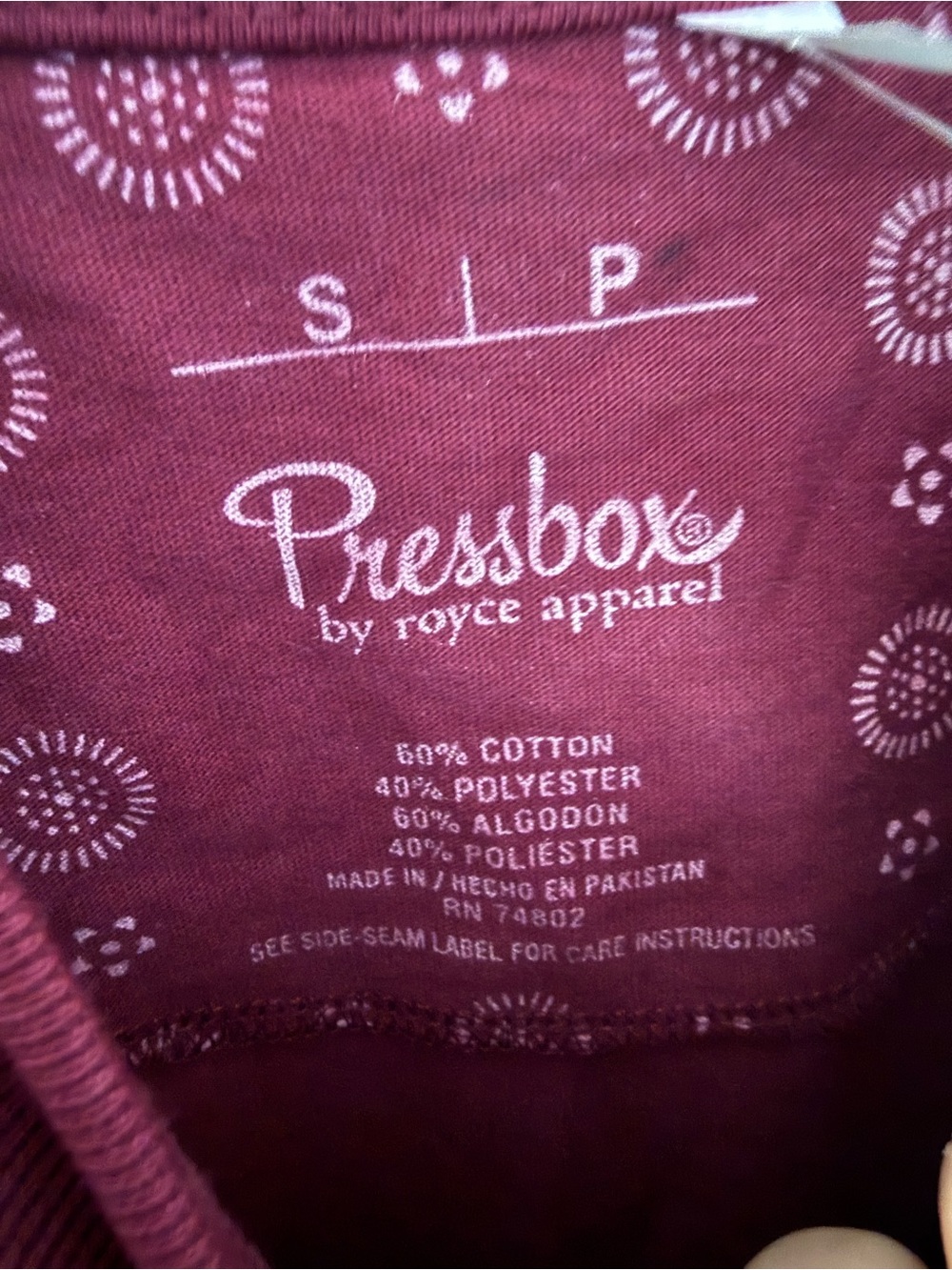 NWT Pressbox Missouri State Bears Maroon Script Sequins Short Sleeve T-Shirt S - Picture 7 of 8